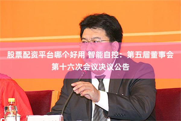 股票配资平台哪个好用 智能自控：第五届董事会第十六次会议决议公告